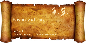 Havas Zoltán névjegykártya